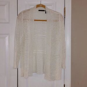 Preswick & Moore white open front summer spring cardigan Sz M